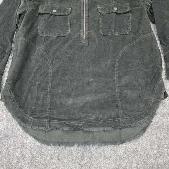 Offline Aerie Shacket Womens XS Black Gray Corduroy 1/2 Zip Utility Oversized - Picture 16 of 16